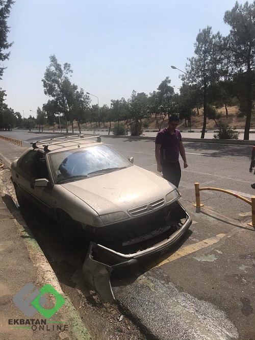 تخریب قسمتی از مسیر ویژه دوچرخه سواری بر اثر انحراف مسیر خودروی زانتیا 1