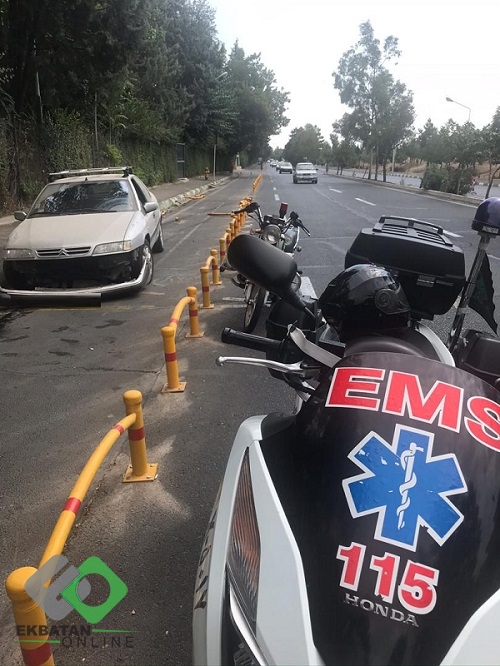 تخریب قسمتی از مسیر ویژه دوچرخه سواری بر اثر انحراف مسیر خودروی زانتیا 3